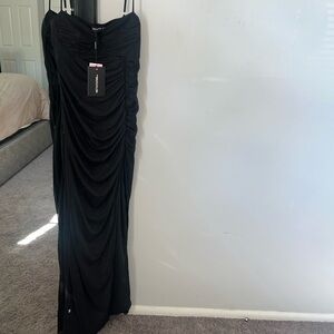PrettyLittleThing Black Strap Ruched Dress